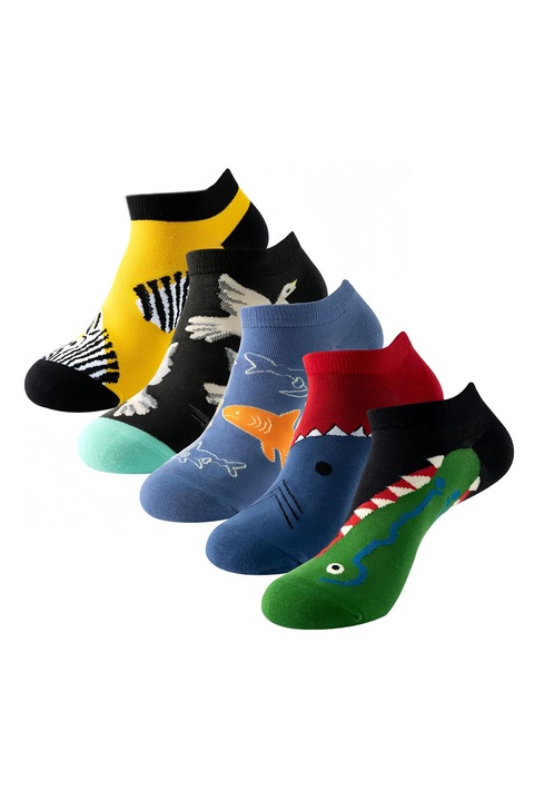 Set 5 Perechi de Sosete Dama, AEWOYAD®, Model Amuzant Noutate Colorat, Unisex, Sosete Confortabile de Primavara/Vara, Marime 35-40, Seria Animalelor