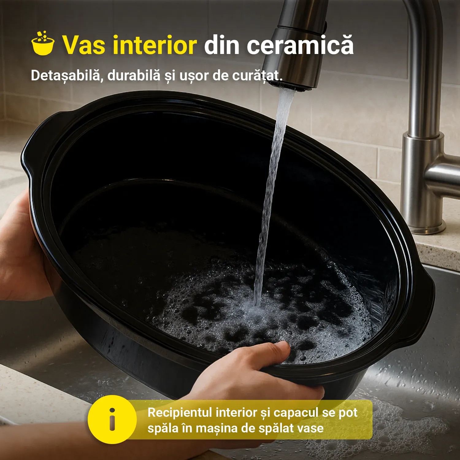 Slow Cooker COOK-IT 6.5L, 320W, vas ceramic detasabil, capac