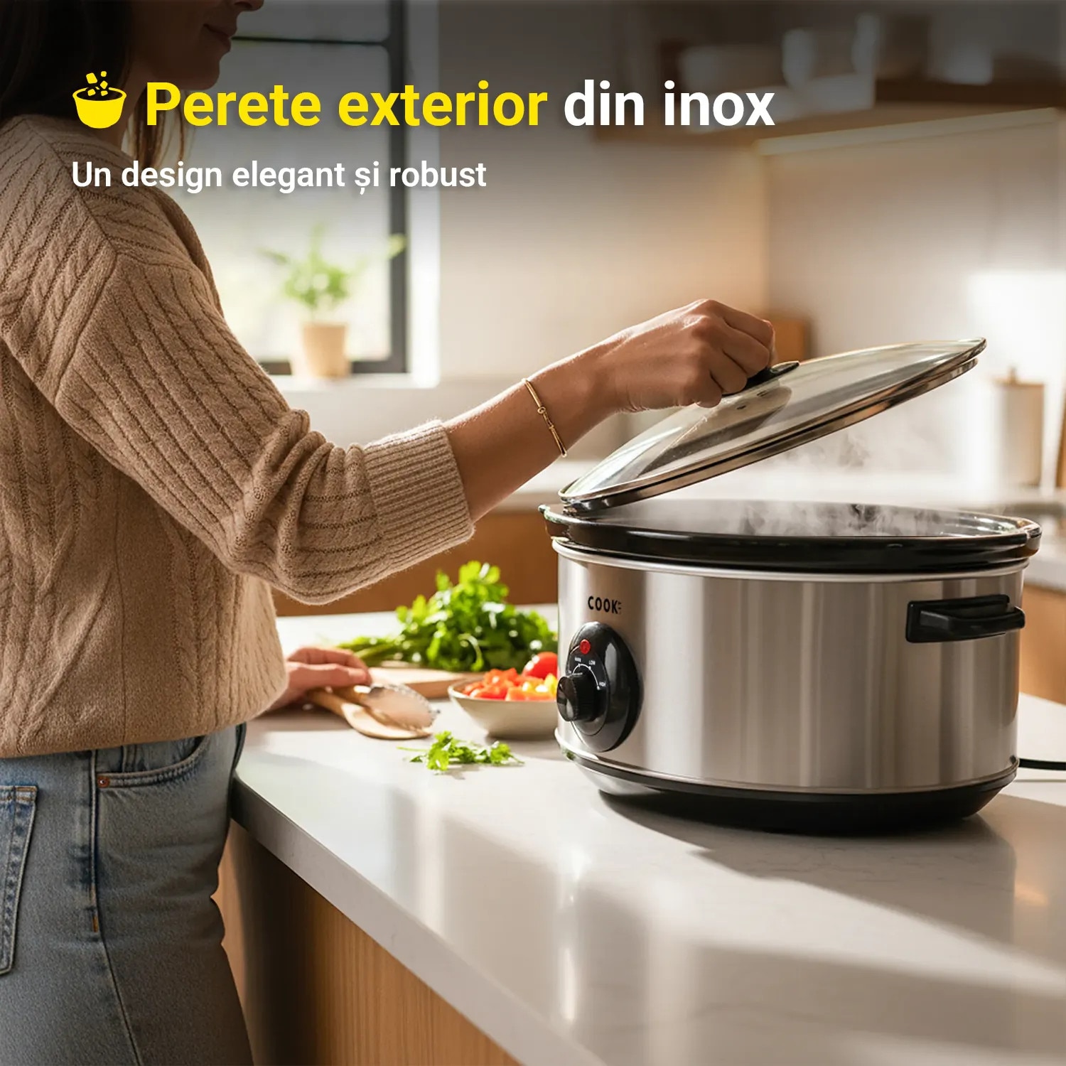Slow Cooker COOK-IT 6.5L, 320W, vas ceramic detasabil, capac