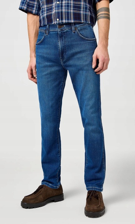 Blugi barbati Wrangler Larston, albastru, talie medie, bumbac