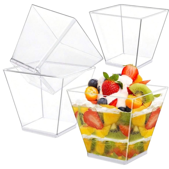 Комплект чаши за десерт, 190cc, прозрачни, без BPA, 40 бр