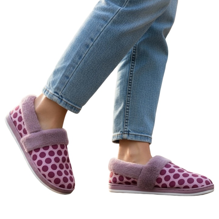 Пухкави домашни чехли L605mov 122114, Лилав, 36-37