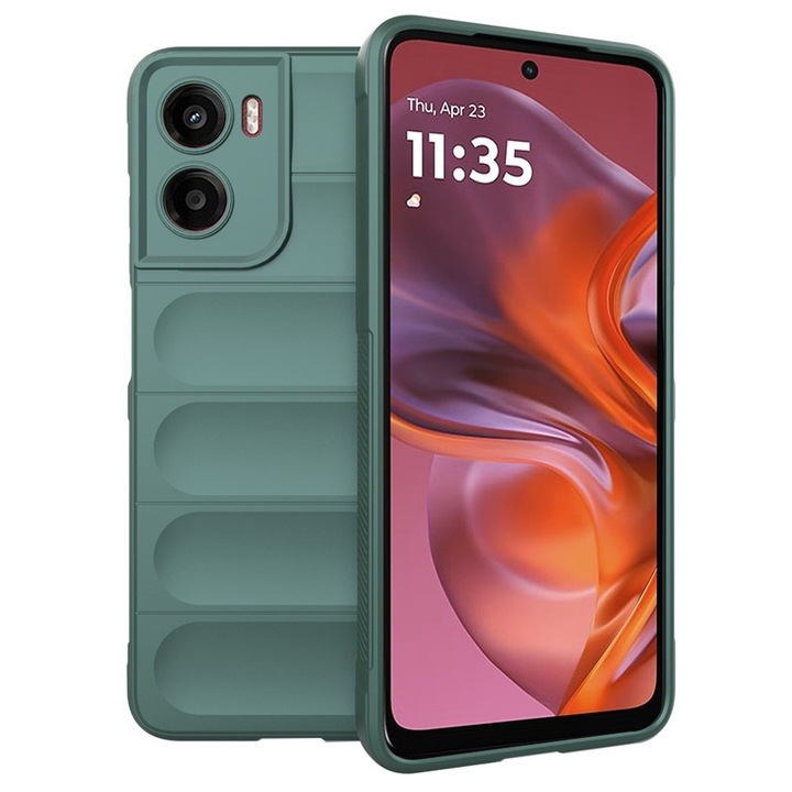 Калъф за Motorola Moto G05 / E15 DaDen® Magic Shield, противоударен, интериор от микрофибър, TPU, зелен