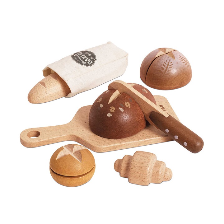 Set produse de patiserie, Le Toy Van, 12 piese, lemn, multicolor, 3 ani+