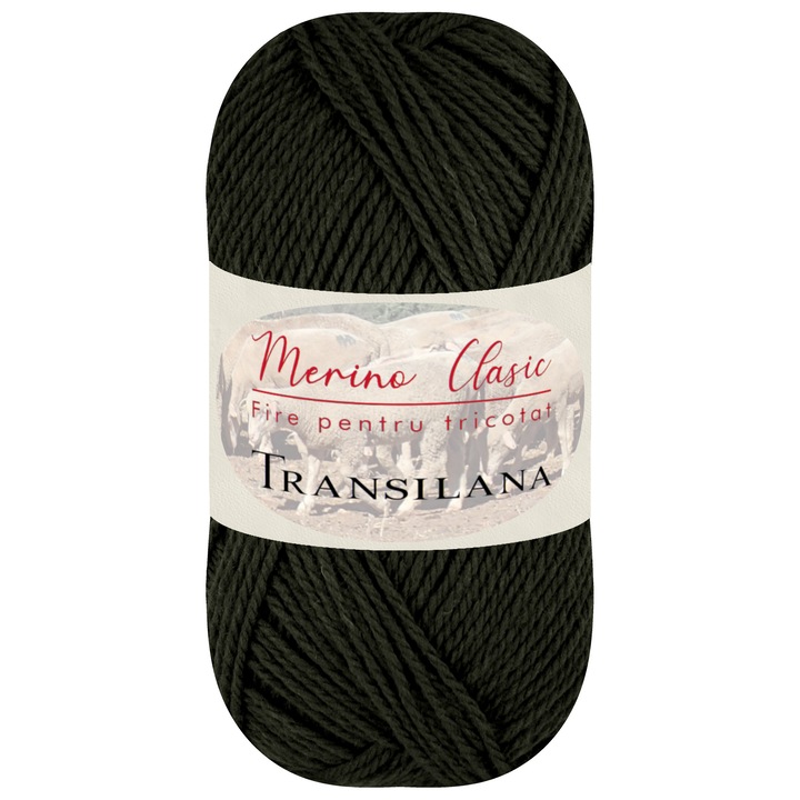 Fir pentru tricotat, Transilana, Merino Clasic, 100% lana merinos, culoare Kaki prafuit C5510, 100 g, 280 m