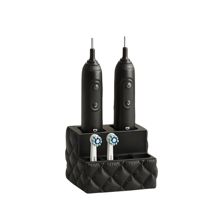 Organizator baie, negru, 10.9x9.2x7.3cm, pentru periute de dinti