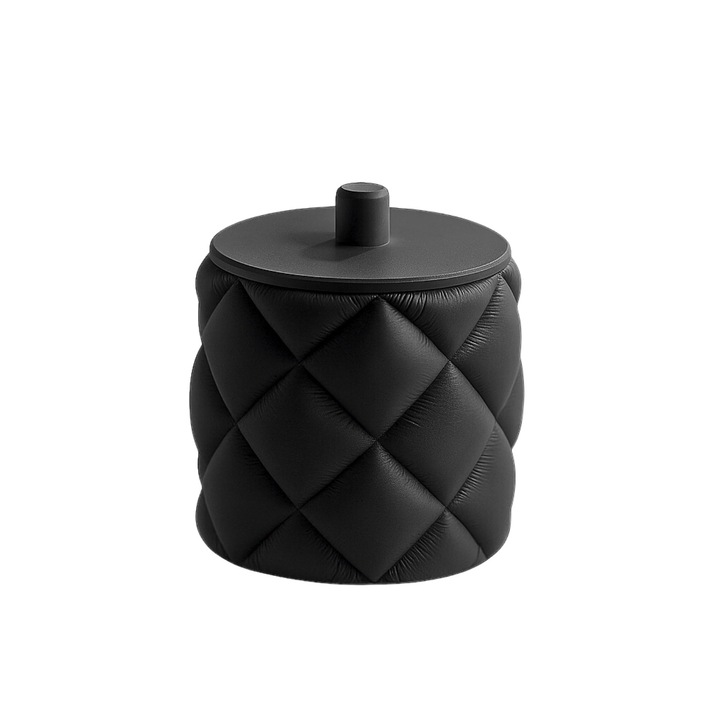 Recipient pentru baie, negru, 7.8x7.8x7.8cm, organizator pentru dischete demachiante