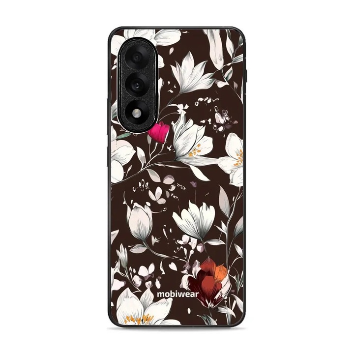 Husa telefon Mobiwear Glossy, OnePlus Nord 5, design flori, culoare maro, material plastic si TPU
