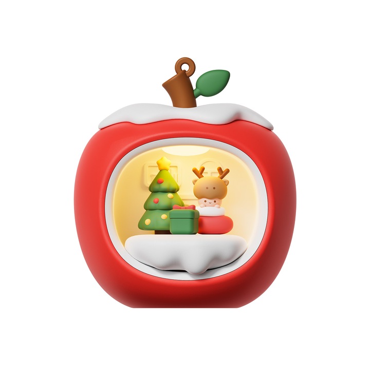 Lampa de veghe Zkrontinex Apple, design dragut, 3 nivele de luminozitate, multicolor, pentru patut bebe