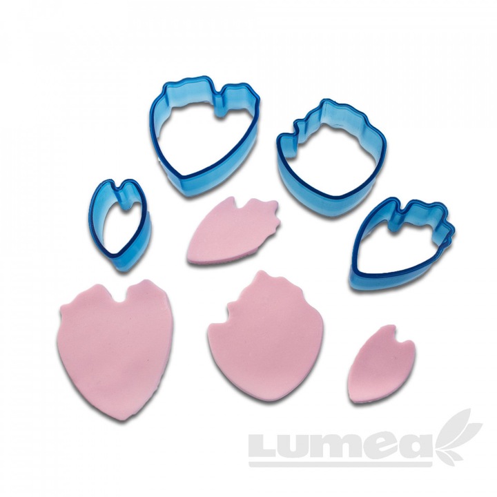 Set decupatoare petale 4 buc, transparent, 5x3cm-7.5x6cm