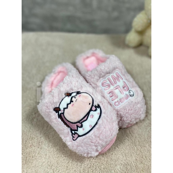 Детски чехли, рисунки, топли, розови