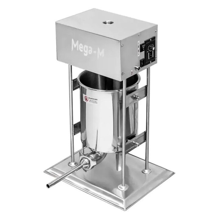Masina de umplut carnati electrica Mega-M, 10L, 200W, otel inoxidabil, dimensiuni 41x31x65cm