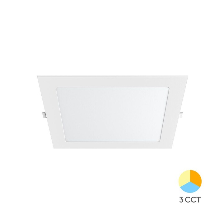Spot LED Braytron patrat 12W 1120lm 3in1, D: 6inch, incastrat