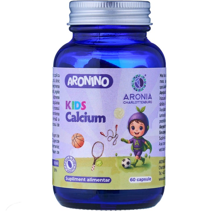 Aronino Kids Calcium — 60 capsule masticabile care sustin cresterea si dezvoltarea armonioasa a copiilor