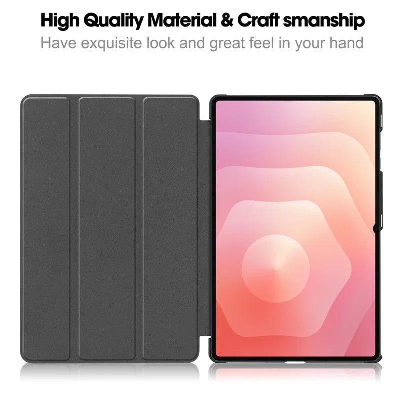 Husa tableta pentru Samsung Galaxy Tab S11 Ultra, suport Pencil, functie Sleep/Wake, Flex Trifold, set cu sticker, Negru