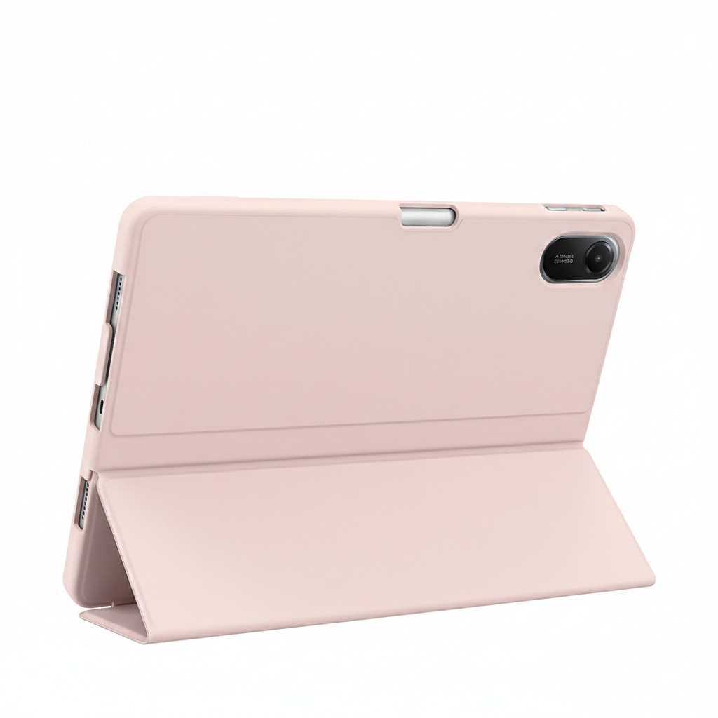 Husa tableta pentru Samsung Galaxy Tab A11 Plus / A9 Plus, suport Pencil, functie Sleep/Wake, Flex Trifold, set cu sticker, Roz