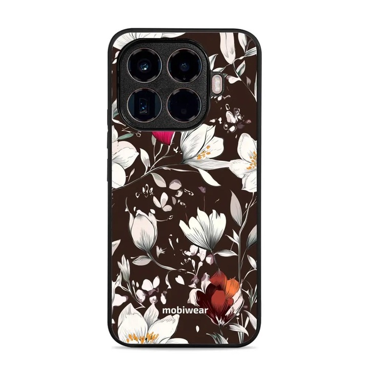 Калъф за телефон Mobiwear Glossy, за Xiaomi 15T Pro, дизайн цветя, кафяв цвят, материал пластмаса и TPU, комплект 1 бр.