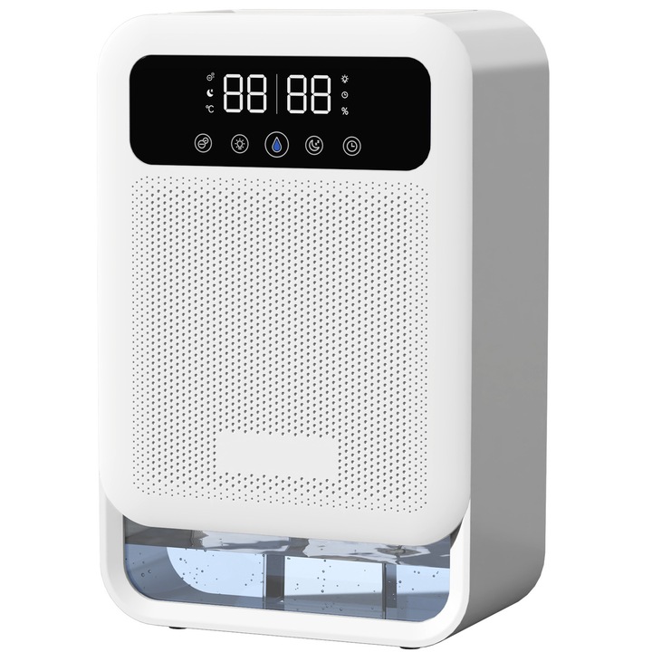 Dezumidificator ORBER, 900ml/24h, 3.8L, alb, 372x135x238mm, ecran digital, cronometru, purificare cu ioni negativi