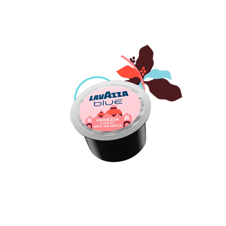 Capsule cafea Lavazza Blue Tales of Venezia Lungo, 100% Arabica, prajire medie, 100 capsule