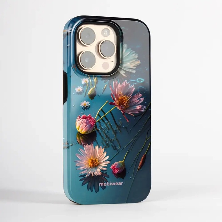 Carcasa rezistenta Mobiwear Elite Pro pentru Google Pixel 9 Pro XL, design cu flori, multicolor, dimensiuni precise.