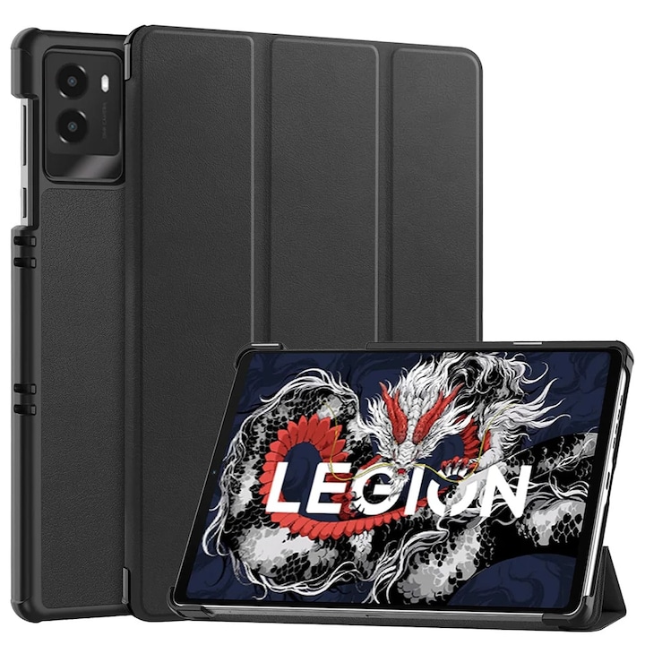 Husa tableta pentru Lenovo Legion Tab Gen 3, SKYDDAR INNOVATION, cu suport Multi-Unghi si functie Sleep/Wake, FoldPro, Negru, set cu sticker