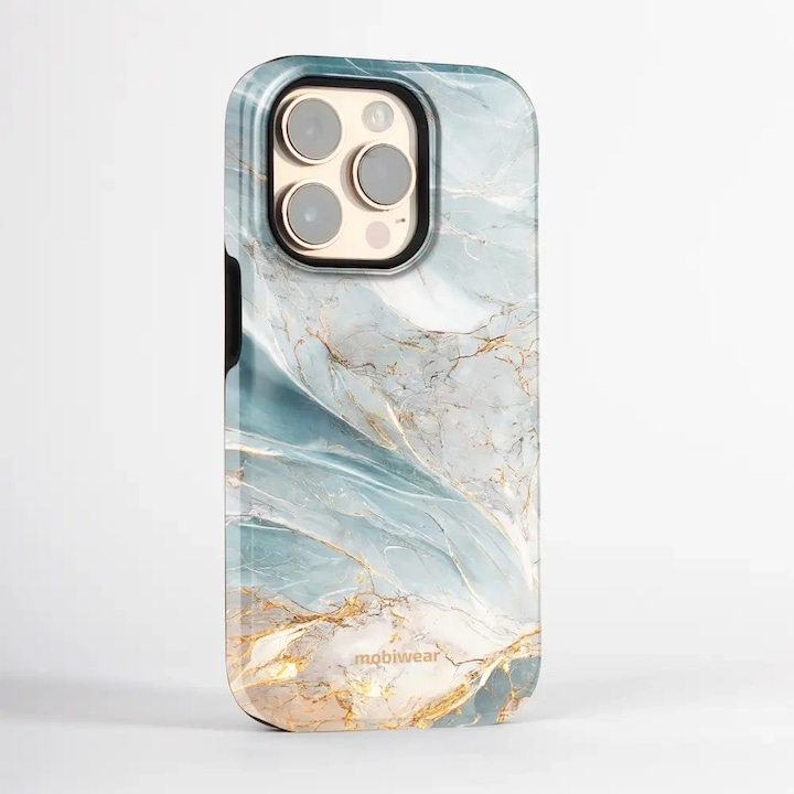 Carcasa rezistenta Mobiwear Elite Pro pentru Google Pixel 9 Pro XL, marmora verde si aurie, protectie impotriva socurilor si zgarieturilor