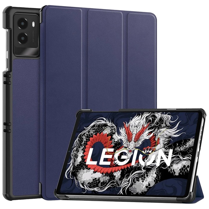 Husa tableta pentru Lenovo Legion Tab Gen 3, SKYDDAR INNOVATION, cu suport Multi-Unghi si functie Sleep/Wake, FoldPro, Albastru, set cu sticker