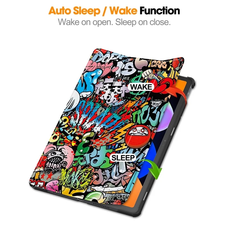 Husa tableta pentru Lenovo Idea Tab 11, SKYDDAR INNOVATION, cu suport Multi-Unghi si functie Sleep/Wake, FoldPro, Urban vibe, set cu sticker