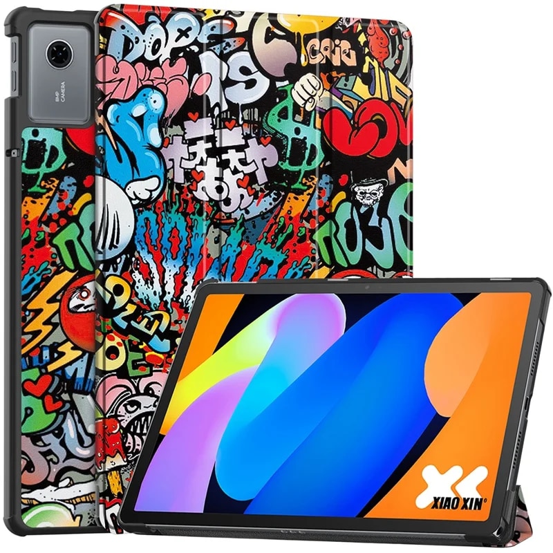 Husa tableta pentru Lenovo Idea Tab 11, SKYDDAR INNOVATION, cu suport Multi-Unghi si functie Sleep/Wake, FoldPro, Urban vibe, set cu sticker