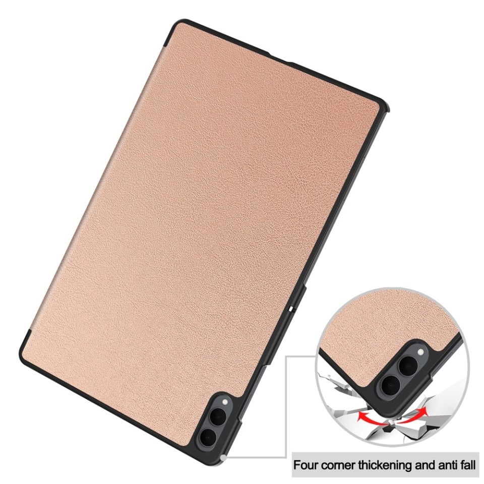 Husa tableta pentru Samsung Galaxy Tab S11 Ultra, SKYDDAR INNOVATION, cu suport Multi-Unghi si functie Sleep/Wake, FoldPro, Roz, set cu sticker