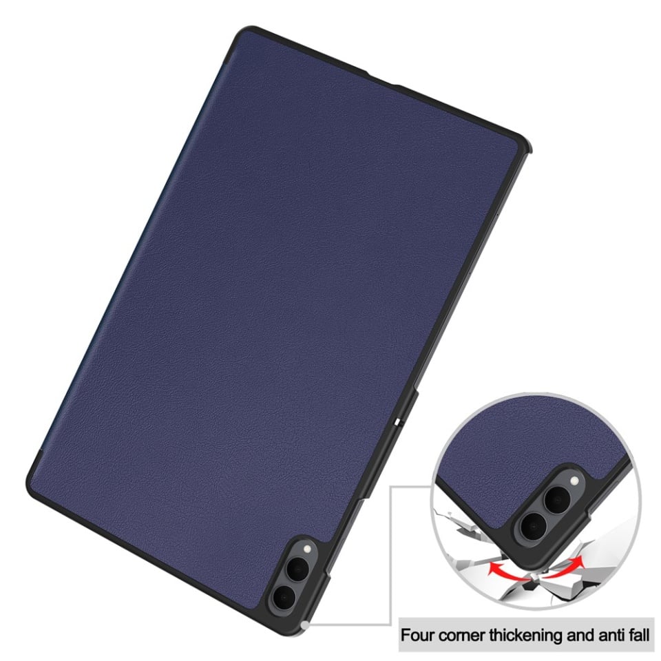 Husa tableta pentru Samsung Galaxy Tab S11 Ultra, SKYDDAR INNOVATION, cu suport Multi-Unghi si functie Sleep/Wake, FoldPro, Albastru, set cu sticker