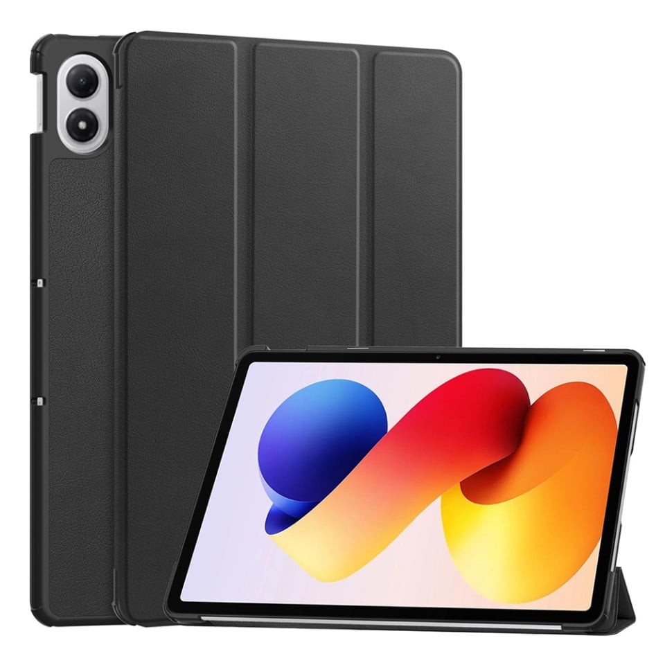 Husa tableta pentru Xiaomi Redmi Pad 2 Pro, SKYDDAR INNOVATION, cu suport Multi-Unghi si functie Sleep/Wake, FoldPro, Negru, set cu sticker