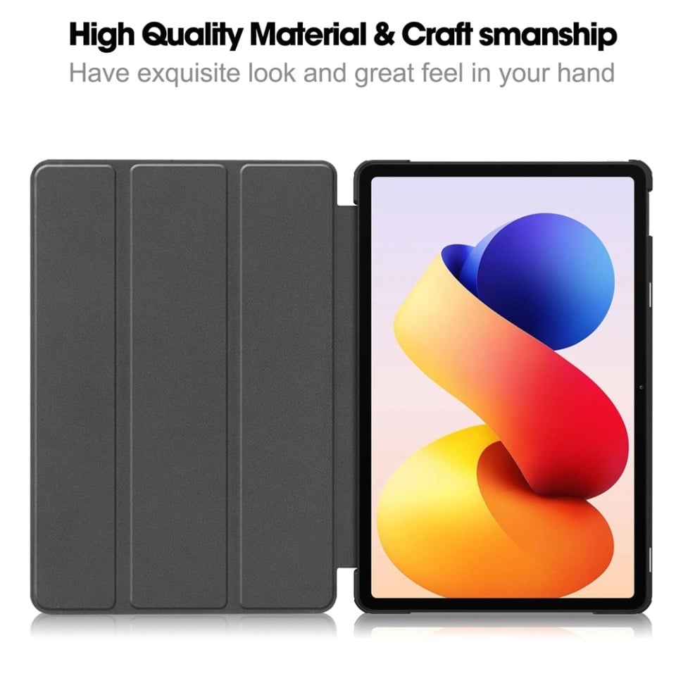 Husa tableta pentru Xiaomi Redmi Pad 2 Pro, SKYDDAR INNOVATION, cu suport Multi-Unghi si functie Sleep/Wake, FoldPro, Negru, set cu sticker