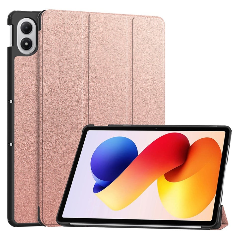 Husa tableta pentru Xiaomi Redmi Pad 2 Pro, SKYDDAR INNOVATION, cu suport Multi-Unghi si functie Sleep/Wake, FoldPro, Roz, set cu sticker