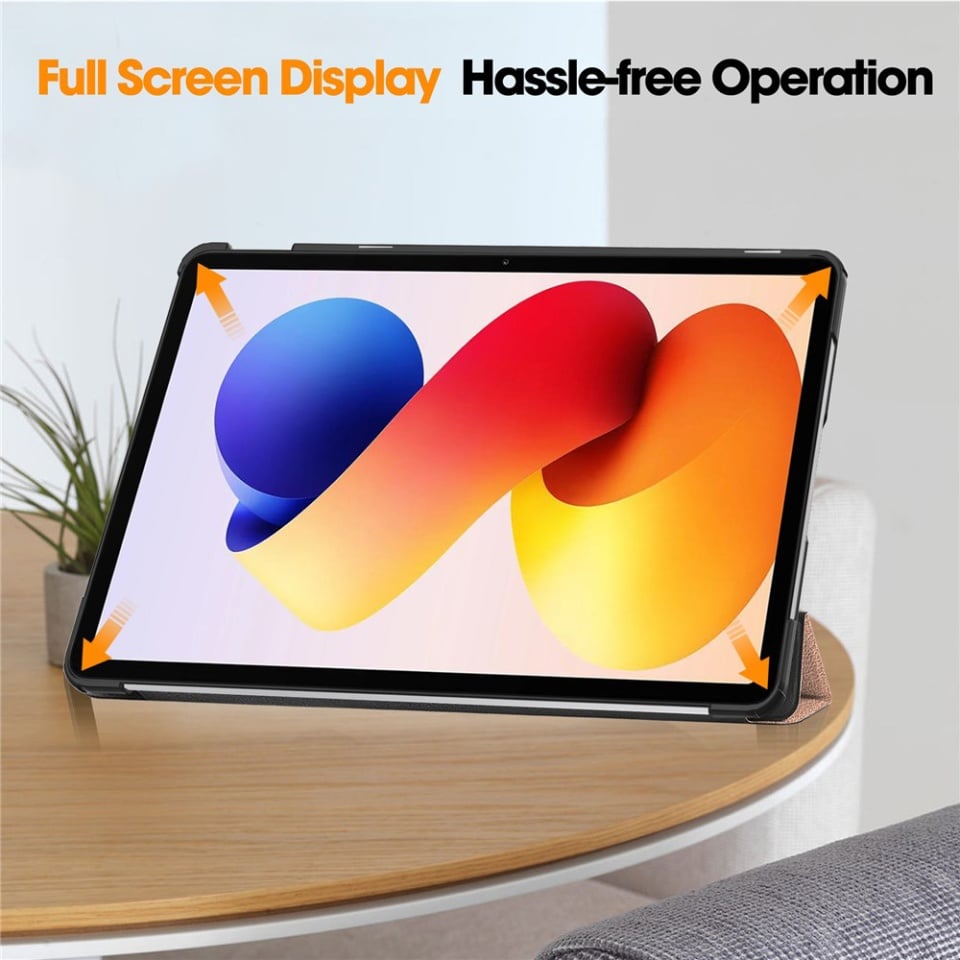 Husa tableta pentru Xiaomi Redmi Pad 2 Pro, SKYDDAR INNOVATION, cu suport Multi-Unghi si functie Sleep/Wake, FoldPro, Roz, set cu sticker