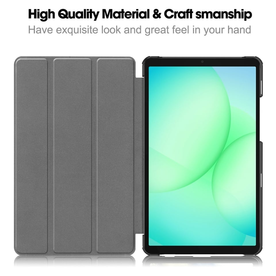 Husa tableta pentru Samsung Galaxy Tab A11 / A9, SKYDDAR INNOVATION, cu suport Multi-Unghi si functie Sleep/Wake, FoldPro, Roz, set cu sticker