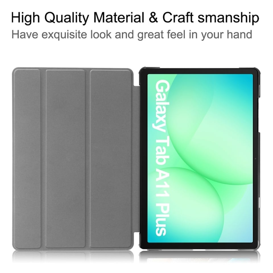 Husa tableta pentru Samsung Galaxy Tab A11 Plus / A9 Plus, SKYDDAR INNOVATION, cu suport Multi-Unghi si functie Sleep/Wake, FoldPro, Roz, set cu sticker
