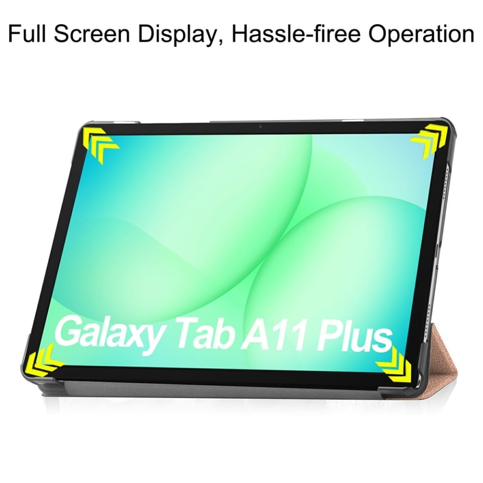 Husa tableta pentru Samsung Galaxy Tab A11 Plus / A9 Plus, SKYDDAR INNOVATION, cu suport Multi-Unghi si functie Sleep/Wake, FoldPro, Roz, set cu sticker