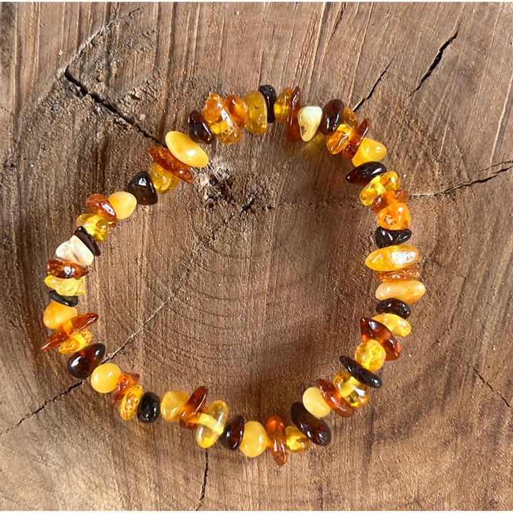 Brățară chihlimbar copii, Druzy, pietre semiprețioase, 5-6 mm, 13 cm