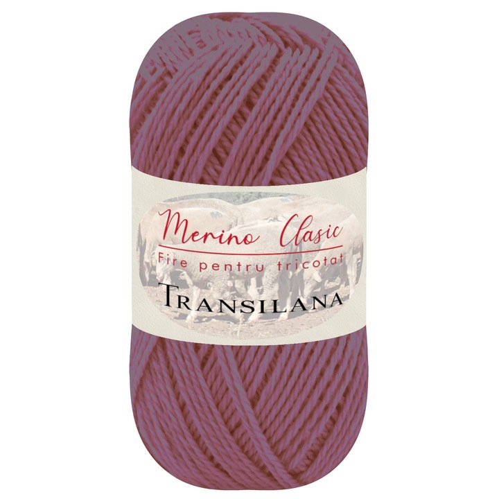Fir pentru tricotat, Transilana, Merino Clasic, 100% lana merinos, culoare Roz pudra C2010, 100 g, 280 m