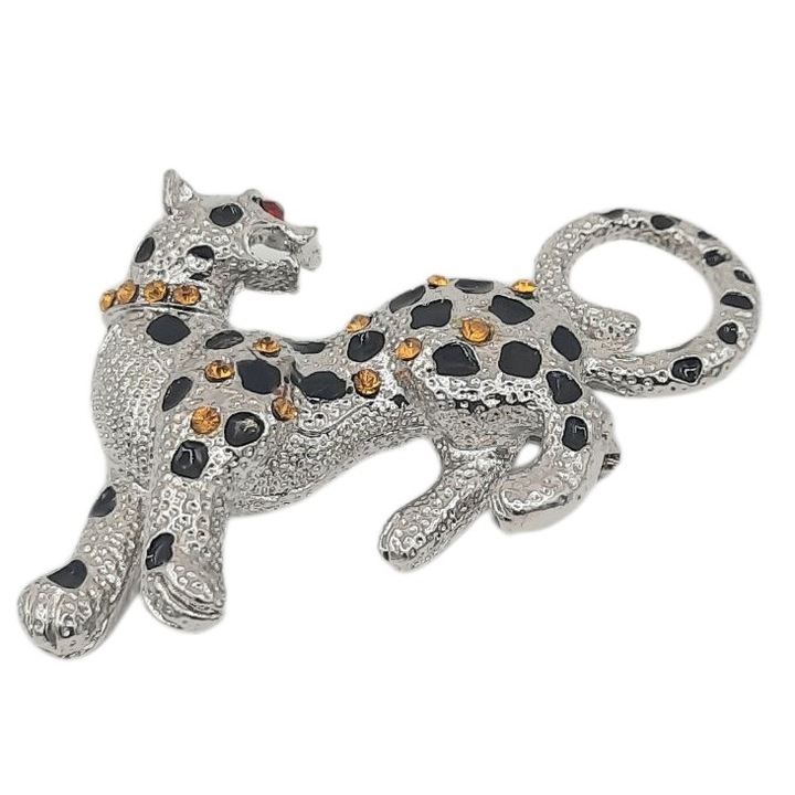 Pandantiv Rubin, model pantera cu pete de email si pietre de zirconiu, 5, 5 cm