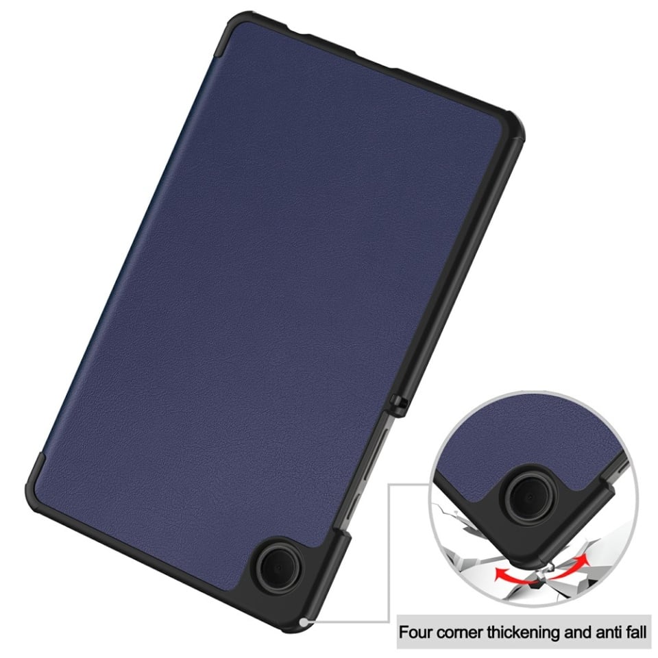 Husa tableta pentru Samsung Galaxy Tab A11 / A9, SKYDDAR INNOVATION, cu suport Multi-Unghi si functie Sleep/Wake, FoldPro, Albastru, set cu sticker