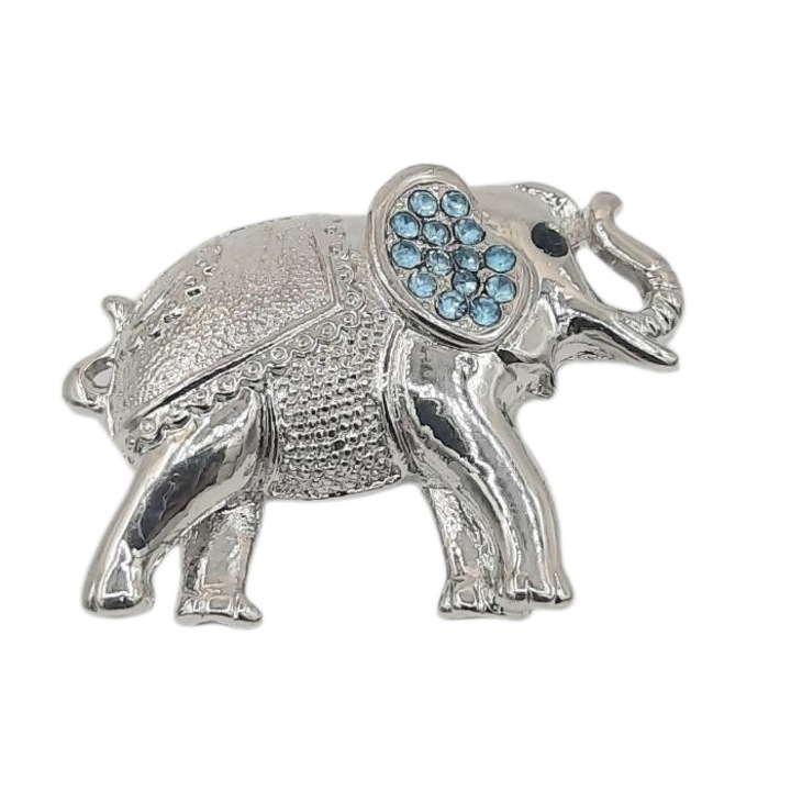 Pandantiv Rubin elefant cu trompa în sus, pietre de zirconiu, 5 cm