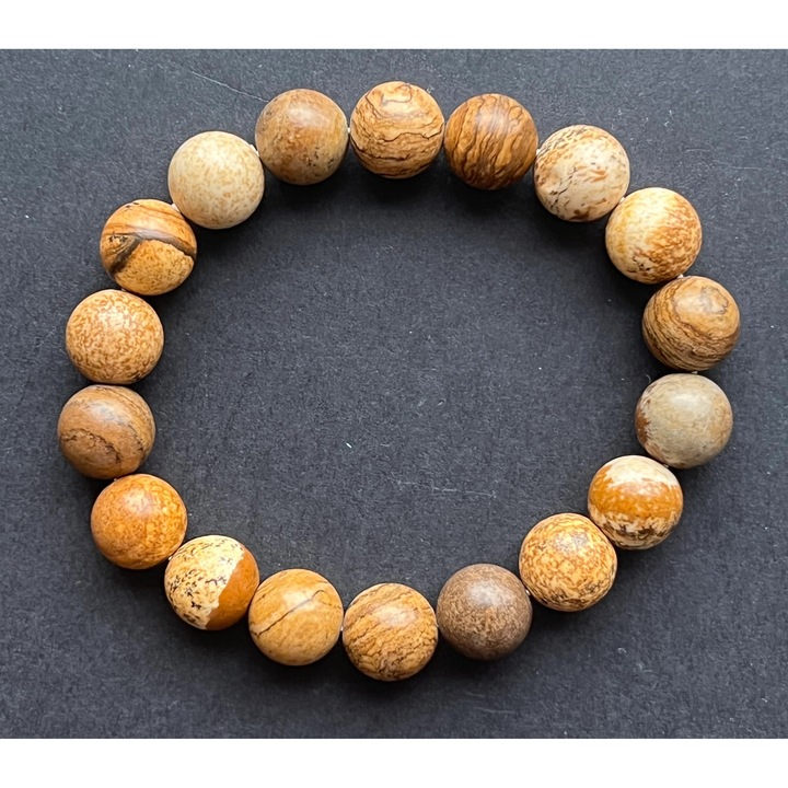 Bratara din jasp landscape, Druzy, 10 mm, 17.5x18 cm