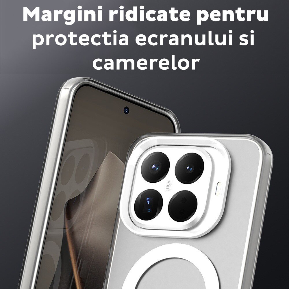 Husa pentru Xiaomi 15T Pro DaDen® CandyCase MagSafe, Antisoc, Incarcare wireless, Butoane protejate, Alb