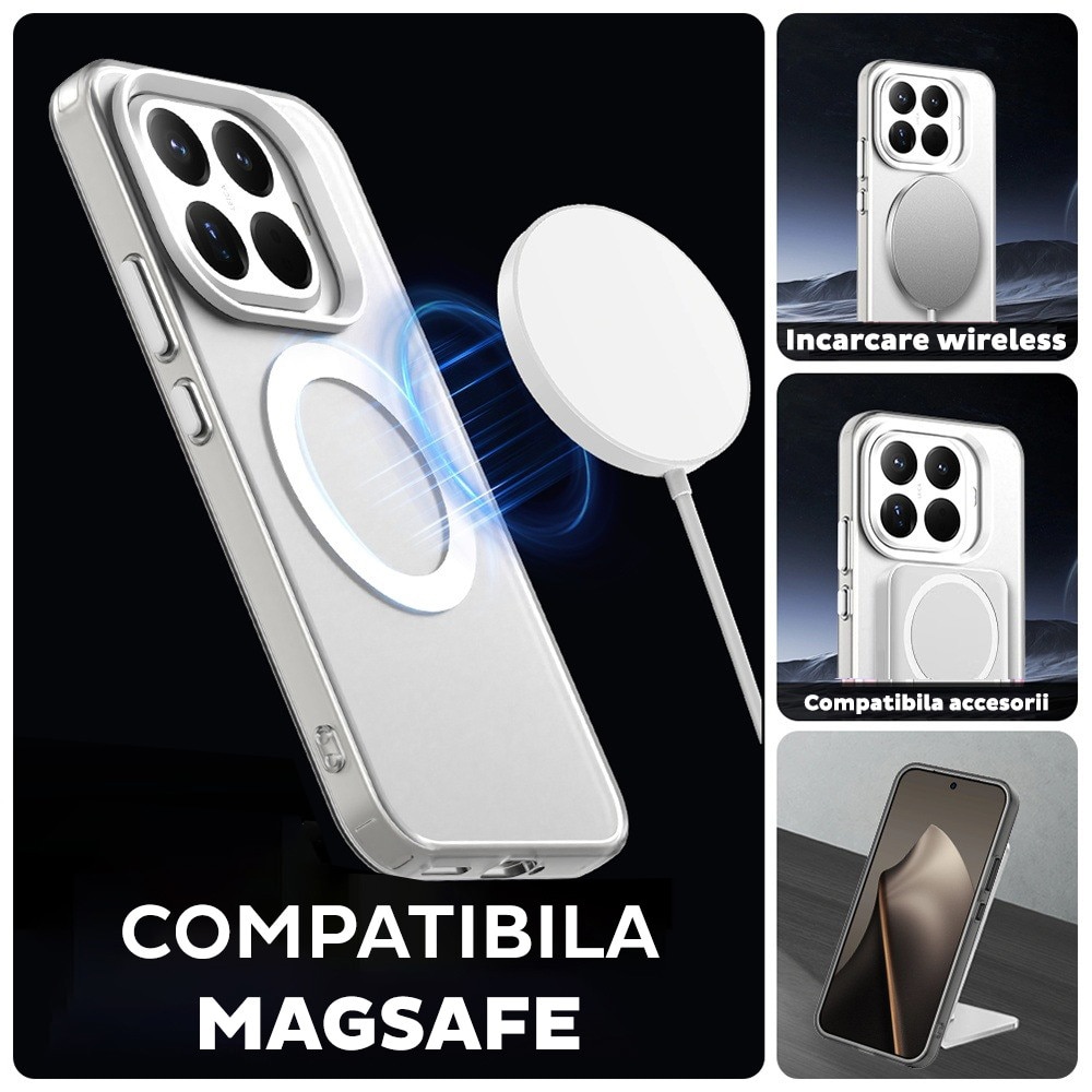 Husa pentru Xiaomi 15T Pro DaDen® CandyCase MagSafe, Antisoc, Incarcare wireless, Butoane protejate, Alb