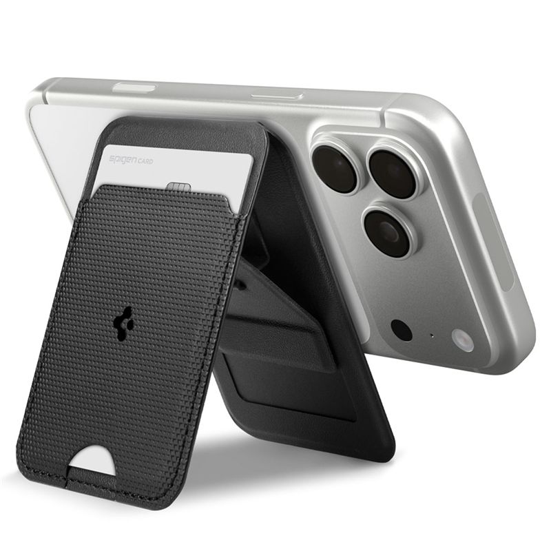 Suport universal card pentru telefon Spigen Slim Fold Stand, MagSafe, Negru