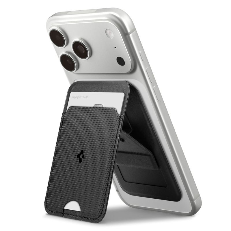 Suport universal card pentru telefon Spigen Slim Fold Stand, MagSafe, Negru