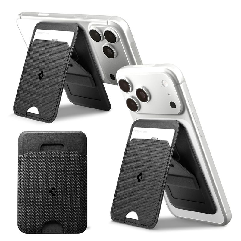 Suport universal card pentru telefon Spigen Slim Fold Stand, MagSafe, Negru