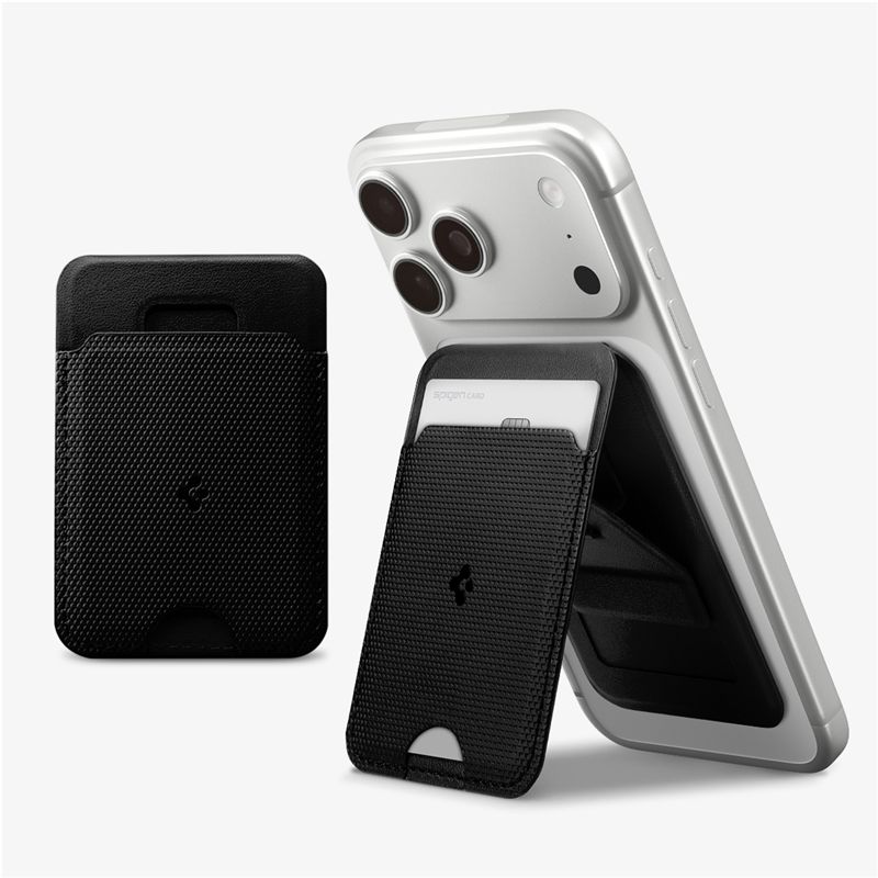 Suport universal card pentru telefon Spigen Slim Fold Stand, MagSafe, Negru